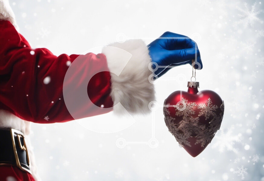 Intra Συλλεκτικό Ξύλινο Παζλ Plywood  4mm - Χριστουγεννιάτικο στολίδι σε σχήμα καρδιάς που κρατιέται στο χέρι Σε Ξύλινο Κουτί - Διαστάσεις: 10x10 cm – 25 κομμάτια