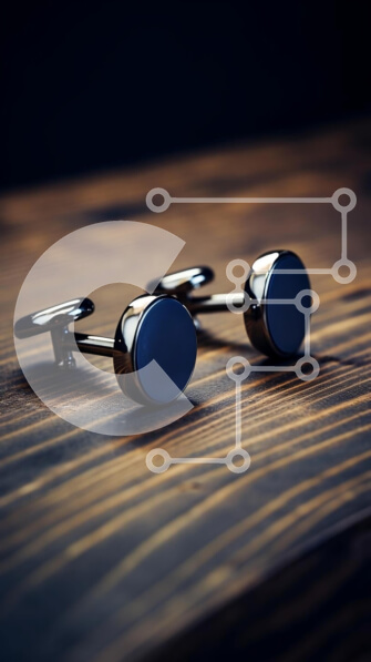 Intra Συλλεκτικό Ξύλινο Παζλ Plywood  4mm - Ασημένια μανικετόκουμπα σε ξύλινη επιφάνεια Σε Ξύλινο Κουτί - Διαστάσεις Puzzle: 10x10 cm – 25 κομμάτια