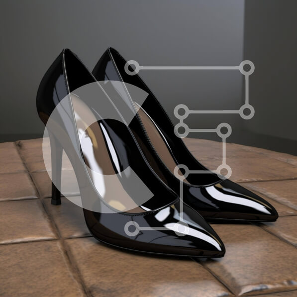 Σετ των 2 Intra Συλλεκτικό Ξύλινο Παζλ Plywood  4mm - Κομψά μαύρα ψηλοτάκουνα παπούτσια σε δάπεδο με πλακάκια Σε Ξύλινο Κουτί - Διαστάσεις: 10x10 cm – 25 κομμάτια