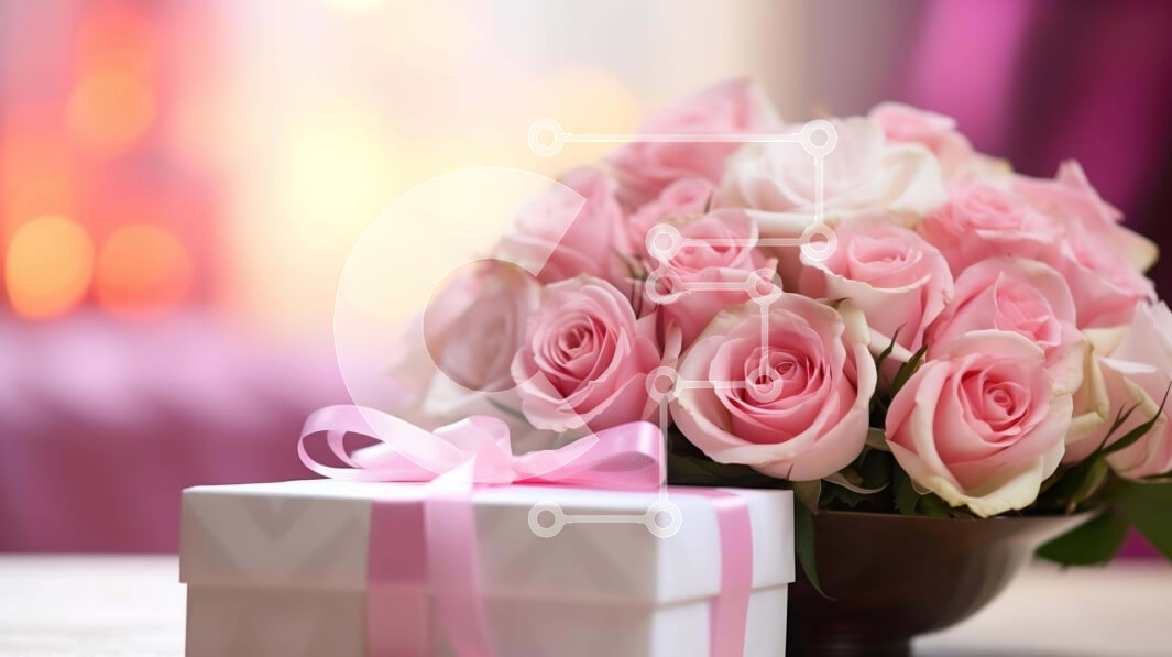 Intra Συλλεκτικό Ξύλινο Παζλ Plywood  4mm - Ροζ και λευκά τριαντάφυλλα μπουκέτο με κουτί δώρου Σε Ξύλινο Κουτί - Διαστάσεις Puzzle: 10x10 cm – 25 κομμάτια