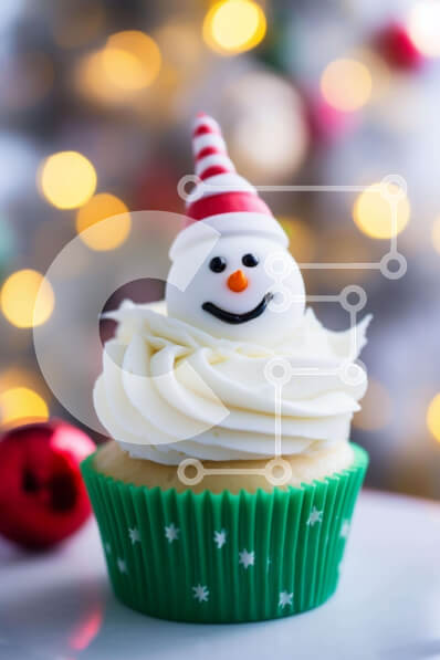 Σετ των 2 Intra Συλλεκτικό Ξύλινο Παζλ Plywood  4mm - Χιονάνθρωπος Cupcake με White Frosting και Green Sprinkles Σε Ξύλινο Κουτί - Διαστάσεις: 10x10 cm – 25 κομμάτια