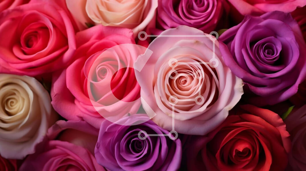 Intra Συλλεκτικό Ξύλινο Παζλ Plywood  4mm - Πολύχρωμο μπουκέτο τριαντάφυλλα σε ροζ, μωβ και κίτρινο χρώμα Σε Ξύλινο Κουτί - Διαστάσεις Puzzle: 10x10 cm – 25 κομμάτια