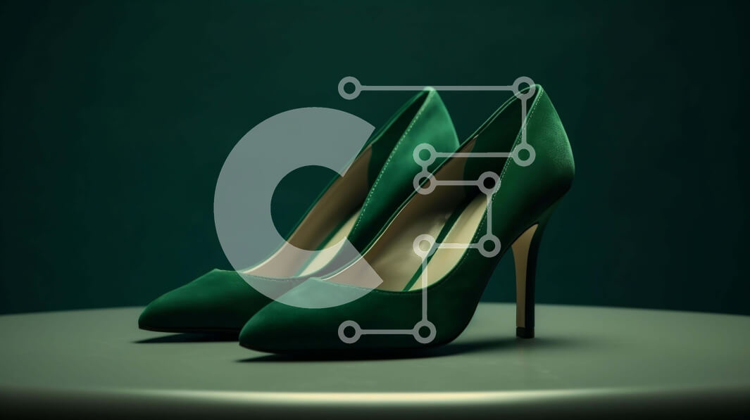 Intra Συλλεκτικό Ξύλινο Παζλ Plywood  4mm - Πράσινα ψηλοτάκουνα παπούτσια σε στρογγυλό τραπέζι Σε Ξύλινο Κουτί - Διαστάσεις Puzzle: 10x10 cm – 25 κομμάτια