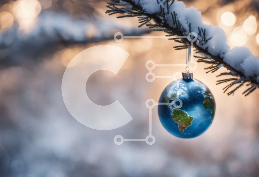 Intra Συλλεκτικό Ξύλινο Παζλ Plywood  4mm - Στολίδι σε σχήμα σφαίρας που κρέμεται από κλαδί δέντρου σε χιονισμένο φόντο Σε Ξύλινο Κουτί - Διαστάσεις: 10x10 cm – 25 κομμάτια