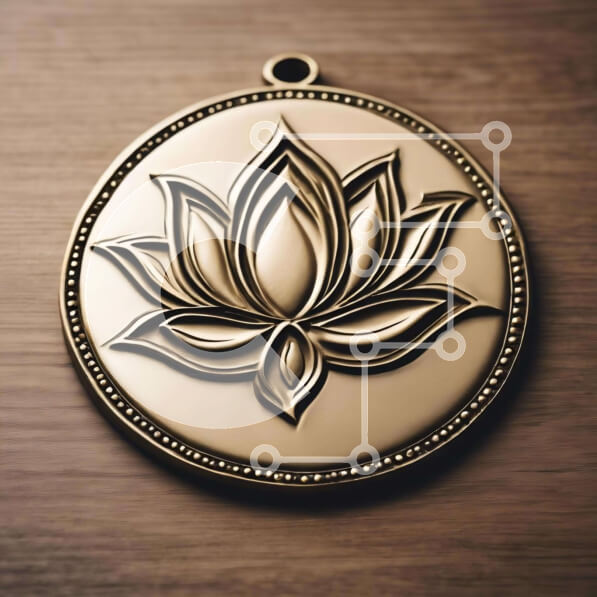Intra Συλλεκτικό Ξύλινο Παζλ Plywood  4mm - Χρυσό μετάλλιο Lotus για τη μνήμη και τα επιτεύγματα Σε Ξύλινο Κουτί - Διαστάσεις: 10x10 cm – 25 κομμάτια