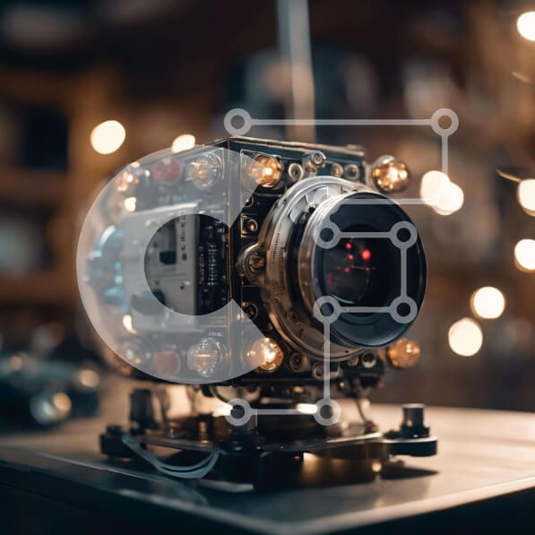 Intra Συλλεκτικό Ξύλινο Παζλ Plywood  4mm - Vintage κάμερα στο τραπέζι με φώτα Σε Ξύλινο Κουτί - Διαστάσεις Puzzle: 10x10 cm – 25 κομμάτια