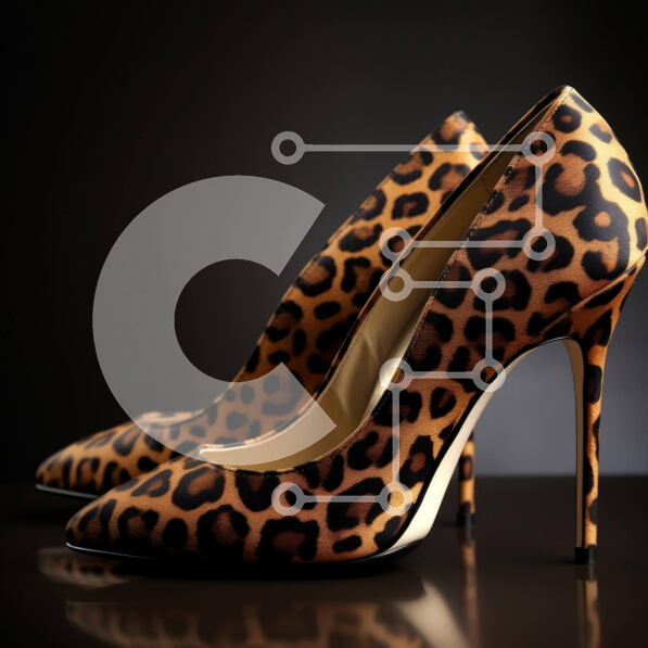 Σετ των 2 Intra Συλλεκτικό Ξύλινο Παζλ Plywood  4mm - Ψηλοτάκουνα παπούτσια με Leopard Print Σε Ξύλινο Κουτί - Διαστάσεις: 10x10 cm – 25 κομμάτια