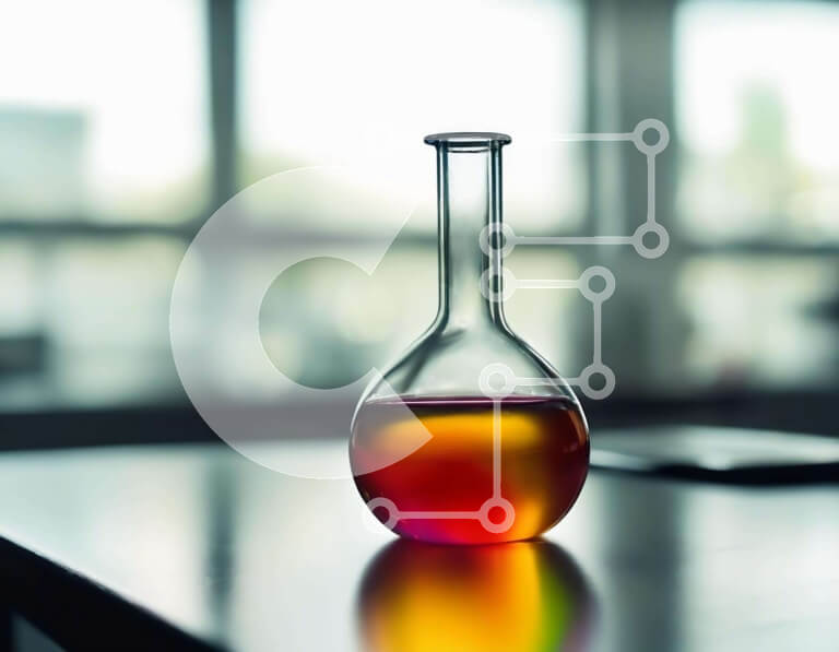 Intra Συλλεκτικό Ξύλινο Παζλ Plywood  4mm - Ποτήρι με πορτοκαλί υγρό για επιστημονική έρευνα Σε Ξύλινο Κουτί - Διαστάσεις Puzzle: 10x10 cm – 25 κομμάτια