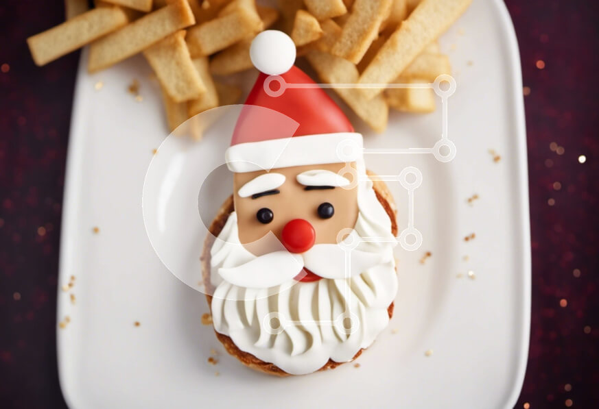 Σετ των 2 Intra Συλλεκτικό Ξύλινο Παζλ Plywood  4mm - Επιδόρπιο σε σχήμα Άγιου Βασίλη με πατάτες τηγανιτές Σε Ξύλινο Κουτί - Διαστάσεις: 10x10 cm – 25 κομμάτια