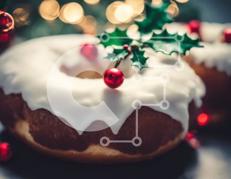 Σετ των 2 Intra Συλλεκτικό Ξύλινο Παζλ Plywood  4mm - Λουκουμάδες με θέμα τις γιορτές με γλάσο και φύλλα πουρνάρι Σε Ξύλινο Κουτί - Διαστάσεις: 10x10 cm – 25 κομμάτια