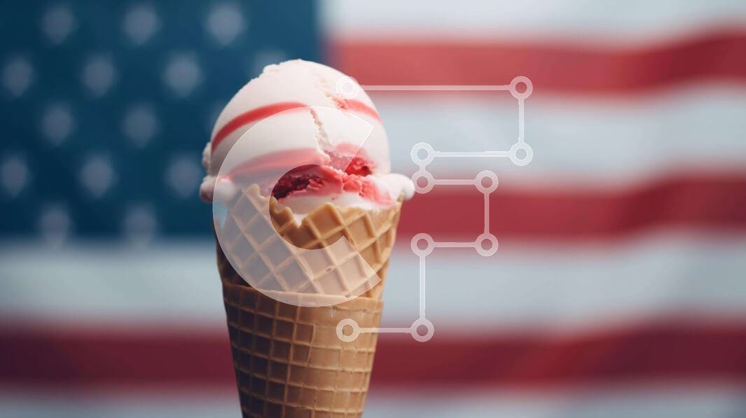 Σετ των 2 Intra Συλλεκτικό Ξύλινο Παζλ Plywood  4mm - Κώνος παγωτού αμερικανικής σημαίας Σε Ξύλινο Κουτί - Διαστάσεις: 10x10 cm – 25 κομμάτια