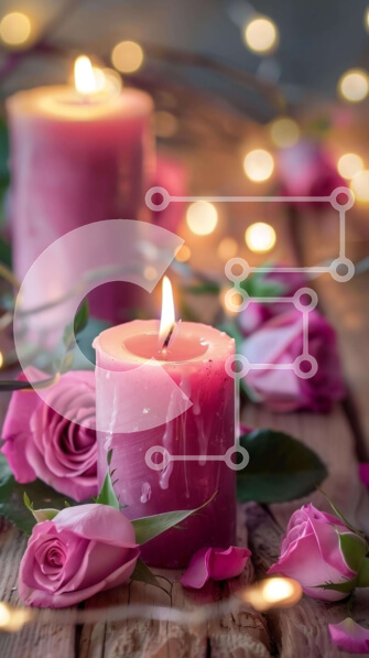 Intra Συλλεκτικό Ξύλινο Παζλ Plywood  4mm - Ρομαντικά ροζ κεριά και τριαντάφυλλα σε ξύλινο τραπέζι Σε Ξύλινο Κουτί - Διαστάσεις Puzzle: 10x10 cm – 25 κομμάτια