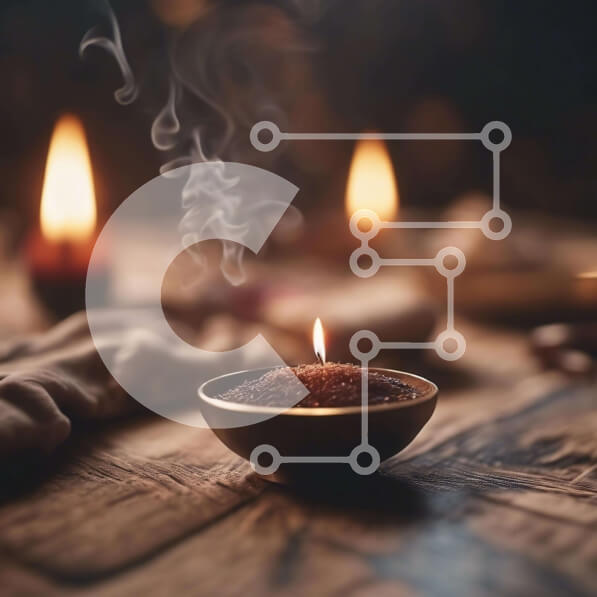 Intra Συλλεκτικό Ξύλινο Παζλ Plywood  4mm - Αναμμένα κεριά σε ξύλινο τραπέζι για θρησκευτικό διαλογισμό Σε Ξύλινο Κουτί - Διαστάσεις Puzzle: 10x10 cm – 25 κομμάτια