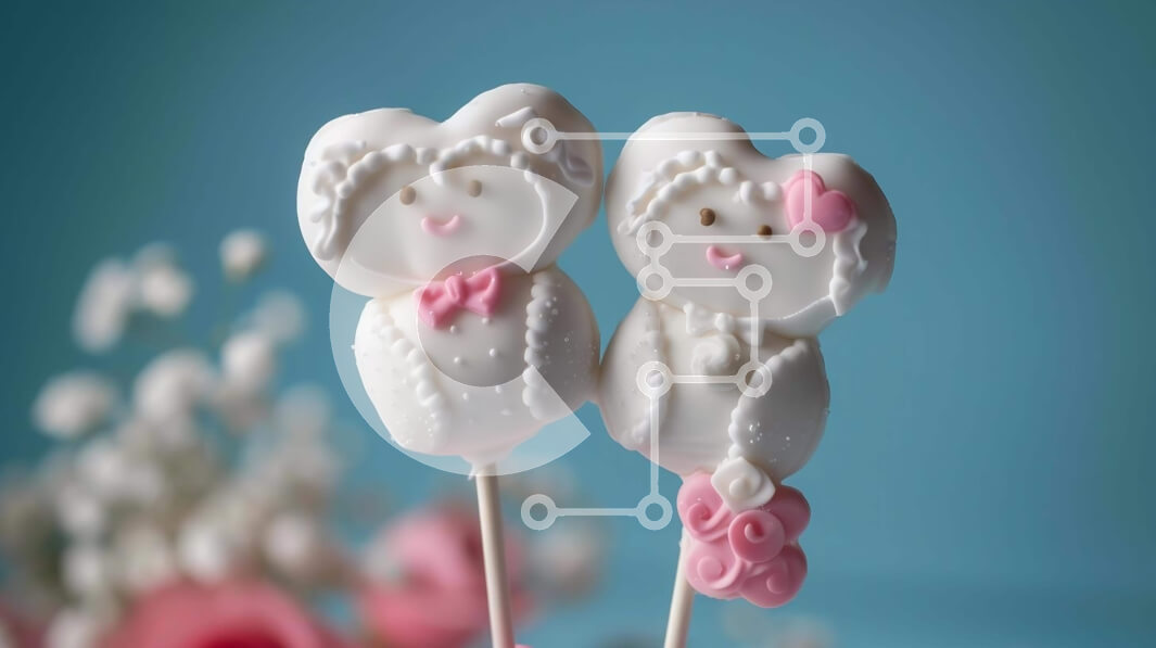 Σετ των 2 Intra Συλλεκτικό Ξύλινο Παζλ Plywood  4mm - Wedding Cake Pops - Επιδόρπια για νύφη και γαμπρό Σε Ξύλινο Κουτί - Διαστάσεις: 10x10 cm – 25 κομμάτια