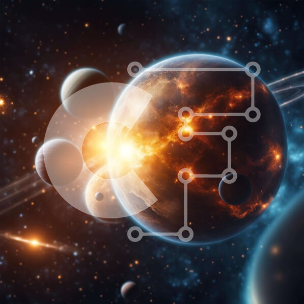 Intra Συλλεκτικό Ξύλινο Παζλ Plywood  4mm - Πλανητική διαστημική σκηνή με αστέρια και έκρηξη Σε Ξύλινο Κουτί - Διαστάσεις Puzzle: 10x10 cm – 25 κομμάτια