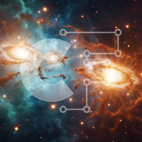 Intra Συλλεκτικό Ξύλινο Παζλ Plywood  4mm - Αλληλεπιδρώντες σπειροειδείς γαλαξίες Σε Ξύλινο Κουτί - Διαστάσεις Puzzle: 10x10 cm – 25 κομμάτια