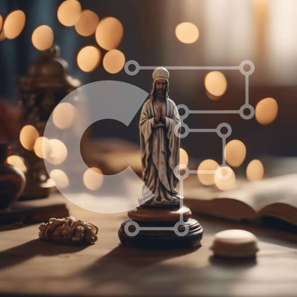 Intra Συλλεκτικό Ξύλινο Παζλ Plywood  4mm - Άγαλμα του Ιησού σε ένα ανοιχτό βιβλίο για πνευματικό διαλογισμό Σε Ξύλινο Κουτί - Διαστάσεις Puzzle: 10x10 cm – 25 κομμάτια