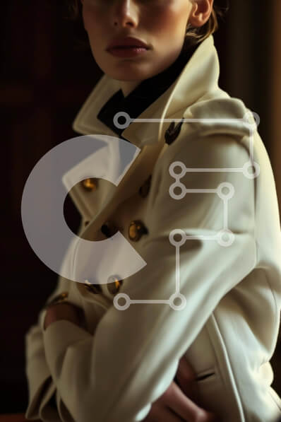 Intra Συλλεκτικό Ξύλινο Παζλ Plywood  4mm - Νεαρή γυναίκα με κομψό λευκό παλτό ποζάρει με σταυρωμένα τα χέρια Σε Ξύλινο Κουτί - Διαστάσεις Puzzle: 10x10 cm – 25 κομμάτια