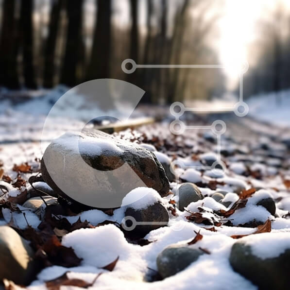 Intra Συλλεκτικό Ξύλινο Παζλ Plywood  4mm - Ειρηνικό χιονισμένο μονοπάτι σε ένα δάσος Σε Ξύλινο Κουτί - Διαστάσεις: 10x10 cm – 25 κομμάτια