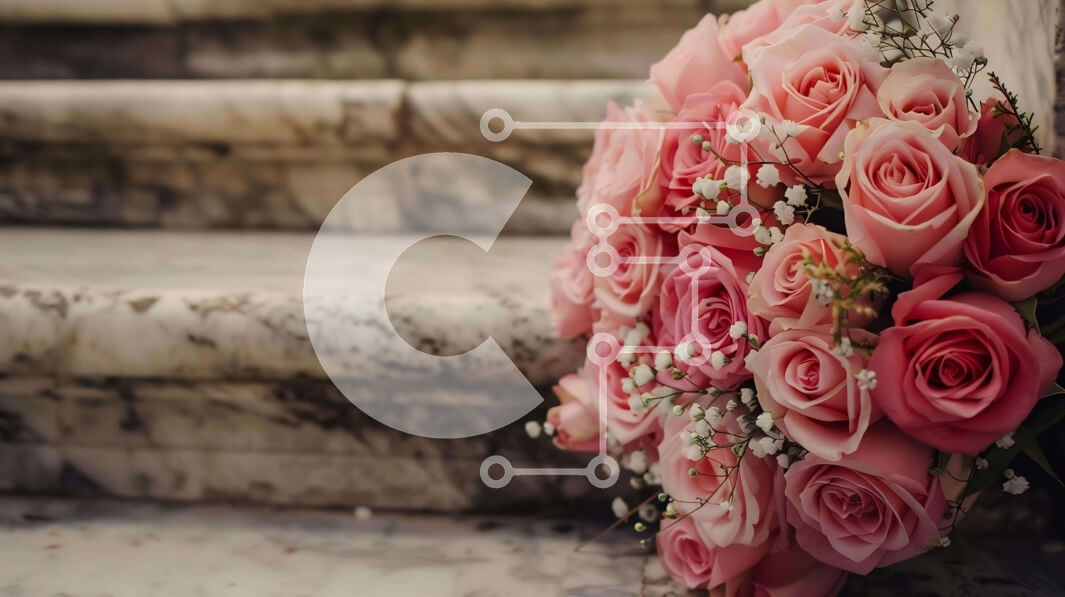 Intra Συλλεκτικό Ξύλινο Παζλ Plywood  4mm - Μπουκέτο με ροζ τριαντάφυλλα και λουλούδια Baby's Breath Σε Ξύλινο Κουτί - Διαστάσεις: 10x10 cm – 25 κομμάτια