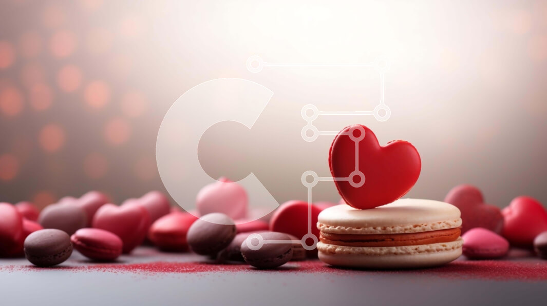 Σετ των 2 Intra Συλλεκτικό Ξύλινο Παζλ Plywood  4mm - Μακαρόν σε σχήμα καρδιάς και καραμέλες σε ένα τραπέζι Σε Ξύλινο Κουτί - Διαστάσεις: 10x10 cm – 25 κομμάτια