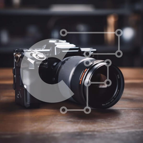 Intra Συλλεκτικό Ξύλινο Παζλ Plywood  4mm - Μαύρη ψηφιακή φωτογραφική μηχανή σε δρύινο ξύλινο τραπέζι Σε Ξύλινο Κουτί - Διαστάσεις: 10x10 cm – 25 κομμάτια