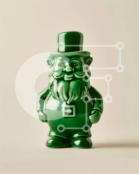 Intra Συλλεκτικό Ξύλινο Παζλ Plywood  4mm - Ιρλανδικό κεραμικό ειδώλιο του Αγίου Πατρικίου με πράσινη γενειάδα και καπέλο Σε Ξύλινο Κουτί - Διαστάσεις Puzzle: 10x10 cm – 25 κομμάτια