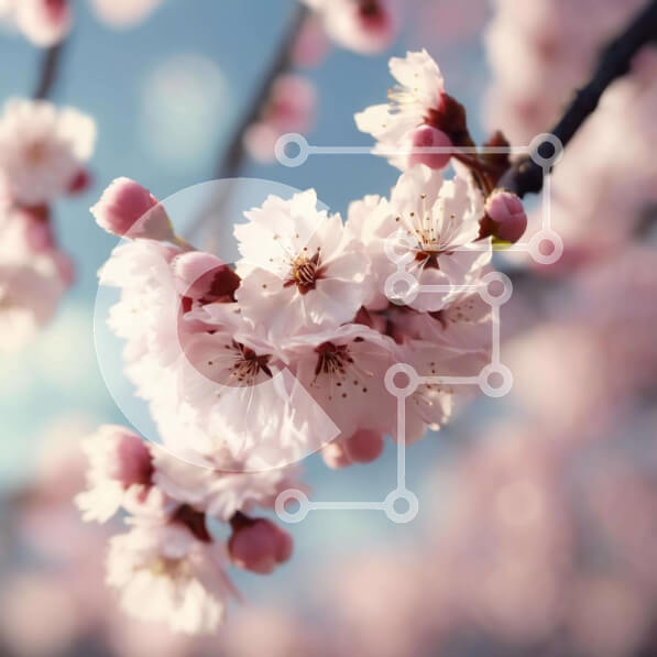 Intra Συλλεκτικό Ξύλινο Παζλ Plywood  4mm - Κοντινό πλάνο των ροζ ανθισμένων κερασιών σε πλήρη άνθιση Σε Ξύλινο Κουτί - Διαστάσεις: 10x10 cm – 25 κομμάτια