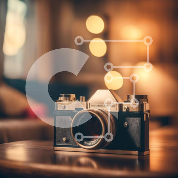 Intra Συλλεκτικό Ξύλινο Παζλ Plywood  4mm - Vintage ντεμοντέ κάμερα σε ξύλινο τραπέζι στο σαλόνι Σε Ξύλινο Κουτί - Διαστάσεις Puzzle: 10x10 cm – 25 κομμάτια