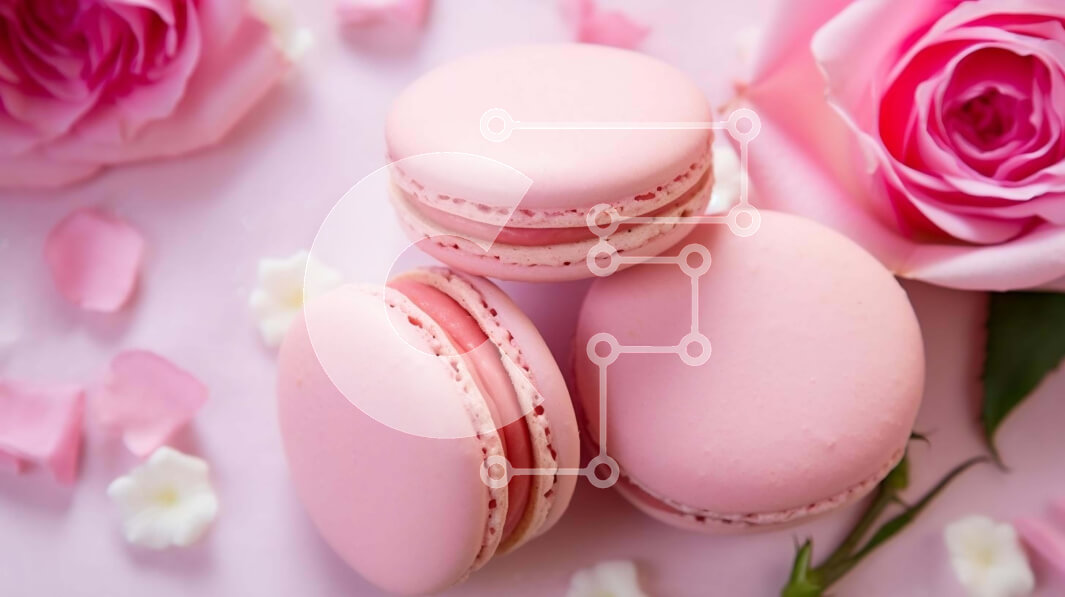 Σετ των 2 Intra Συλλεκτικό Ξύλινο Παζλ Plywood  4mm - Φρεσκοψημένα ροζ αμυγδαλωτά σε ένα ροζ τραπέζι με τριαντάφυλλα και λευκά λουλούδια Σε Ξύλινο Κουτί - Διαστάσεις: 10x10 cm – 25 κομμάτια