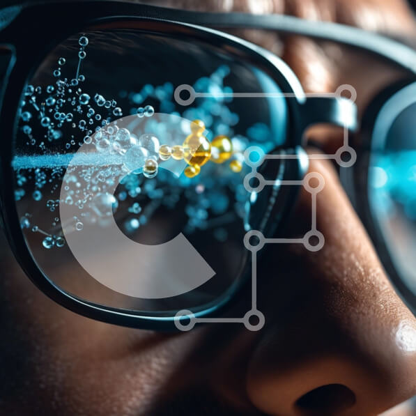 Intra Συλλεκτικό Ξύλινο Παζλ Plywood  4mm - Άνδρας που φορά γυαλιά με φυσαλίδες στους φακούς Σε Ξύλινο Κουτί - Διαστάσεις Puzzle: 10x10 cm – 25 κομμάτια