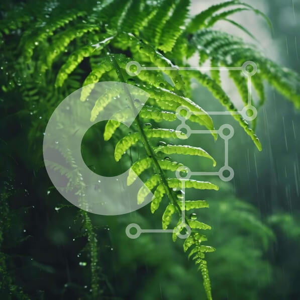 Intra Συλλεκτικό Ξύλινο Παζλ Plywood  4mm - Φυτό πράσινης φτέρης στη βροχή Σε Ξύλινο Κουτί - Διαστάσεις: 10x10 cm – 25 κομμάτια