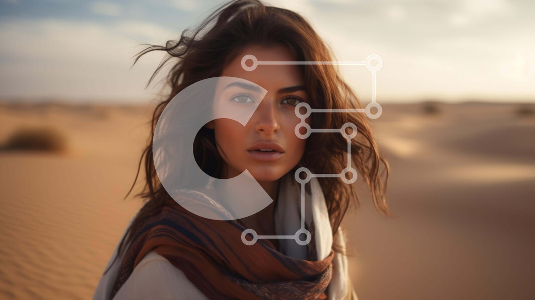 Intra Συλλεκτικό Ξύλινο Παζλ Plywood  4mm - Γυναίκα στην έρημο με πορτοκαλί κασκόλ Σε Ξύλινο Κουτί - Διαστάσεις Puzzle: 10x10 cm – 25 κομμάτια