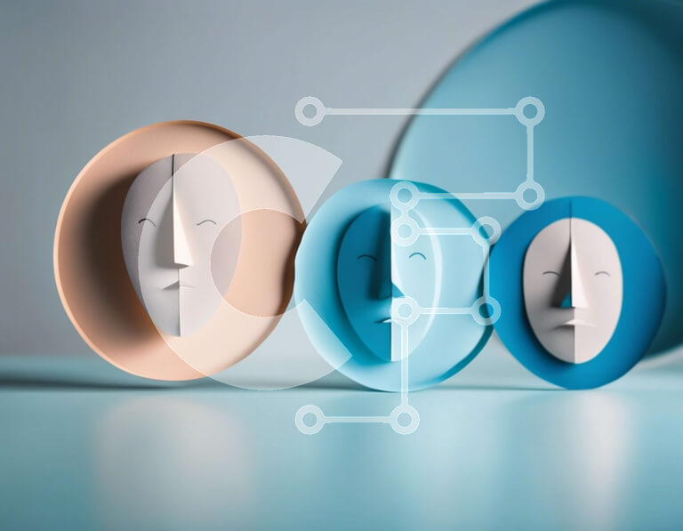 Intra Συλλεκτικό Ξύλινο Παζλ Plywood  4mm - Ομάδα τριών πιάτων σε σχήμα προσώπου σε διαφορετικά χρώματα Σε Ξύλινο Κουτί - Διαστάσεις Puzzle: 10x10 cm – 25 κομμάτια