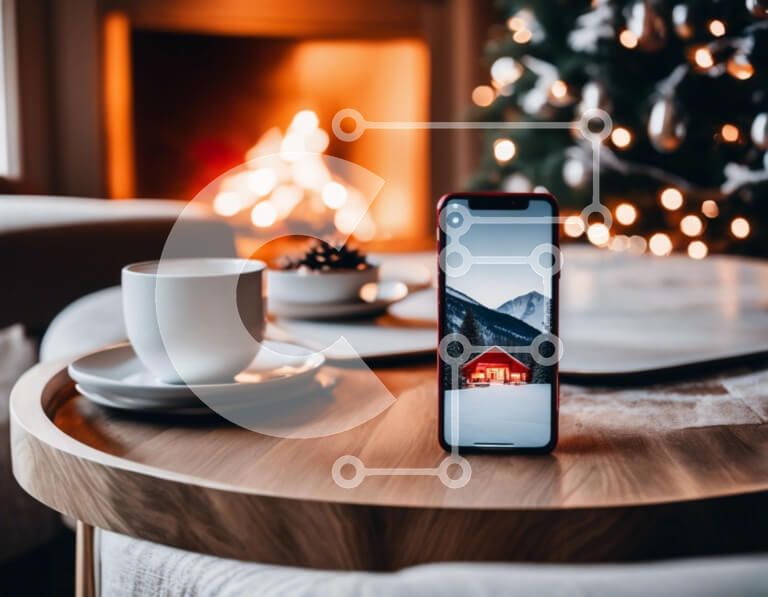 Intra Συλλεκτικό Ξύλινο Παζλ Plywood  4mm - Τραπεζάκι σαλονιού με ηλεκτρονική συσκευή και φλιτζάνια Σε Ξύλινο Κουτί - Διαστάσεις Puzzle: 10x10 cm – 25 κομμάτια