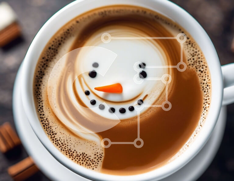 Σετ των 2 Intra Συλλεκτικό Ξύλινο Παζλ Plywood  4mm - Φλιτζάνι καφέ με Snowman Latte Art και κομμάτια σοκολάτας Σε Ξύλινο Κουτί - Διαστάσεις: 10x10 cm – 25 κομμάτια