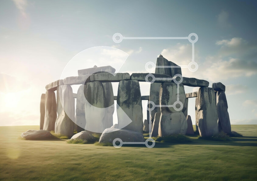 Intra Συλλεκτικό Ξύλινο Παζλ Plywood  4mm - Μυστηριώδες Stonehenge σε ανοιχτό πεδίο Σε Ξύλινο Κουτί - Διαστάσεις Puzzle: 10x10 cm – 25 κομμάτια