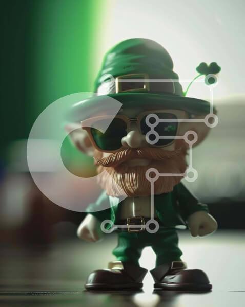 Intra Συλλεκτικό Ξύλινο Παζλ Plywood  4mm - Φιγούρα παιχνιδιών του Αγίου Πατρικίου με ενδυμασία τριφύλλι και γυαλιά ηλίου Σε Ξύλινο Κουτί - Διαστάσεις Puzzle: 10x10 cm – 25 κομμάτια