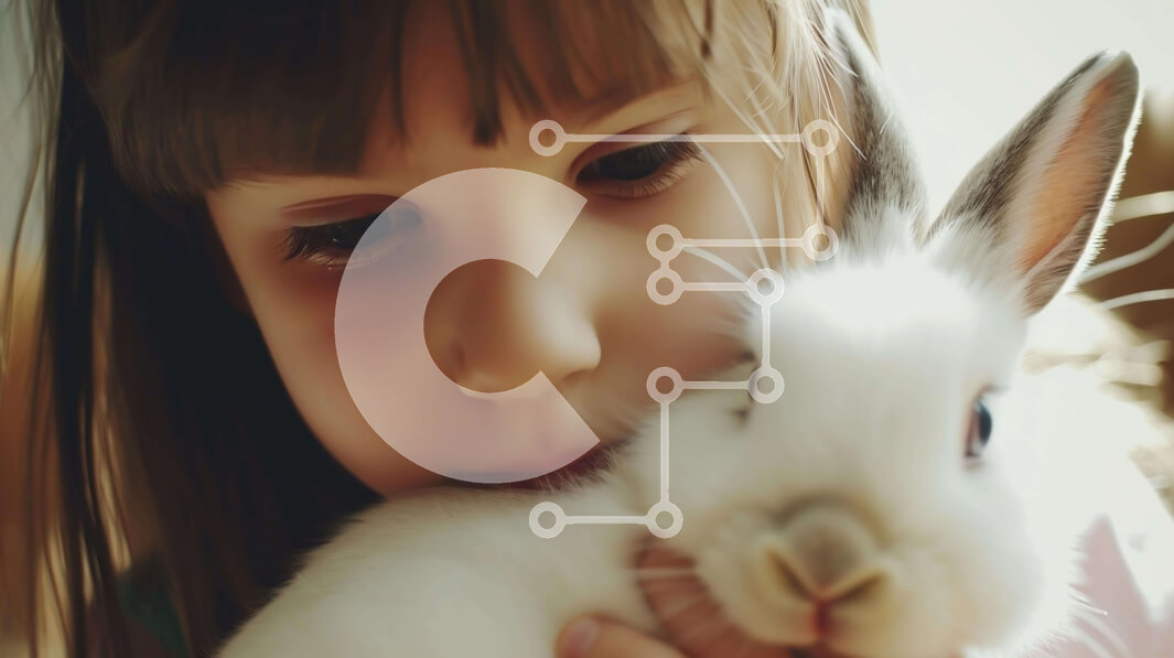 Σετ των 2 Intra Συλλεκτικό Ξύλινο Παζλ Plywood  4mm - Κορίτσι που αγκαλιάζει ένα άσπρο λαγουδάκι Σε Ξύλινο Κουτί - Διαστάσεις: 10x10 cm – 25 κομμάτια