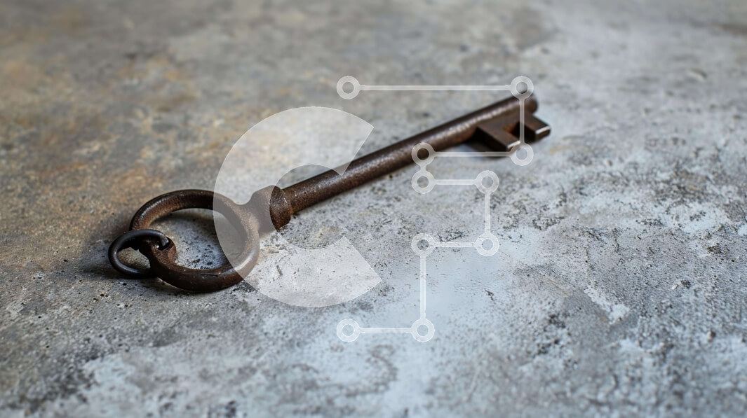 Intra Συλλεκτικό Ξύλινο Παζλ Plywood  4mm - Παλαιό σκουριασμένο κλειδί σε τσιμεντένια επιφάνεια Σε Ξύλινο Κουτί - Διαστάσεις: 10x10 cm – 25 κομμάτια