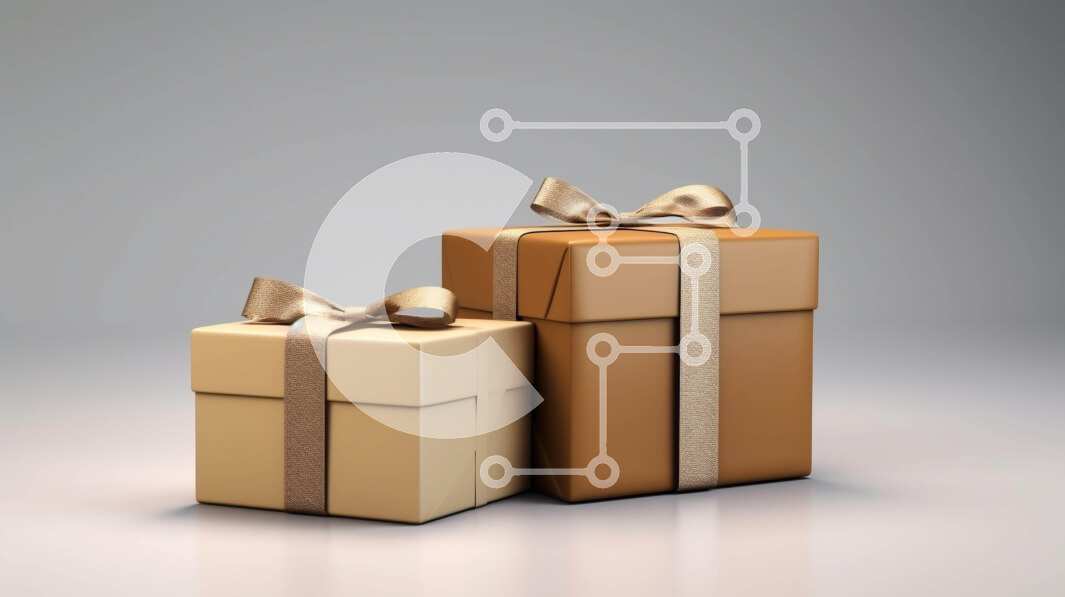 Intra Συλλεκτικό Ξύλινο Παζλ Plywood  4mm - Καφέ κουτιά δώρων με κορδέλα σε γκρι φόντο Σε Ξύλινο Κουτί - Διαστάσεις Puzzle: 10x10 cm – 25 κομμάτια