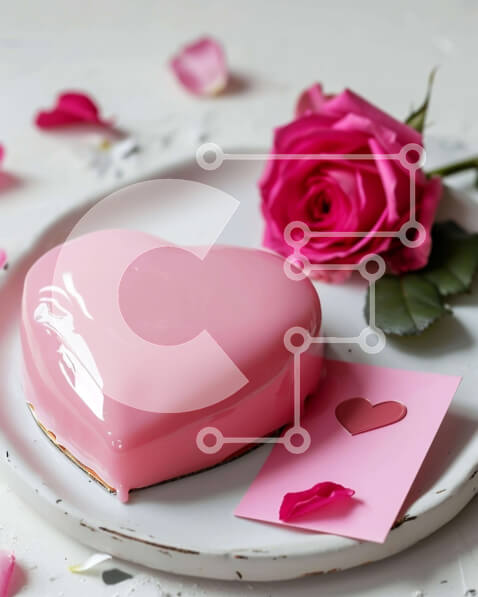 Intra Συλλεκτικό Ξύλινο Παζλ Plywood  4mm - Τούρτα του Αγίου Βαλεντίνου σε σχήμα καρδιάς με τριαντάφυλλα Σε Ξύλινο Κουτί - Διαστάσεις: 10x10 cm – 25 κομμάτια