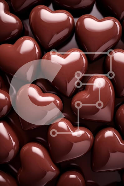 Σετ των 2 Intra Συλλεκτικό Ξύλινο Παζλ Plywood  4mm - Συστάδα από σοκολατένιες καρδιές για την ημέρα του Αγίου Βαλεντίνου Σε Ξύλινο Κουτί - Διαστάσεις: 10x10 cm – 25 κομμάτια