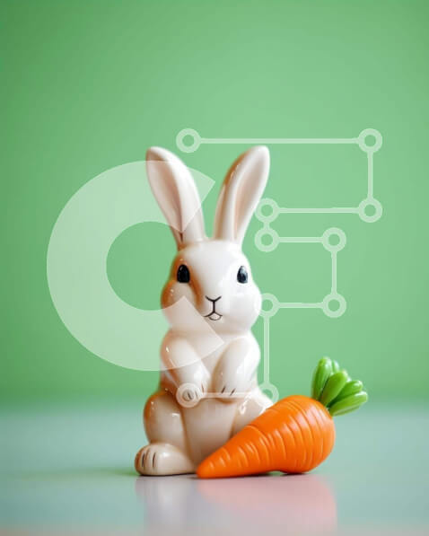 Σετ των 2 Intra Συλλεκτικό Ξύλινο Παζλ Plywood  4mm - Λευκό ειδώλιο λαγουδάκι με πορτοκαλί καρότο Σε Ξύλινο Κουτί - Διαστάσεις: 10x10 cm – 25 κομμάτια