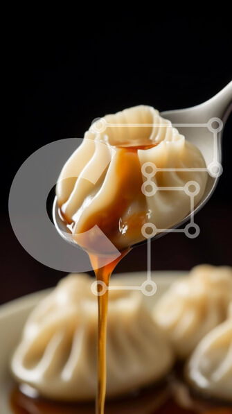 Intra Συλλεκτικό Ξύλινο Παζλ Plywood  4mm - Κουταλιά παραδοσιακά κινέζικα ζυμαρικά με σάλτσα καραμέλας Σε Ξύλινο Κουτί - Διαστάσεις: 10x10 cm – 25 κομμάτια