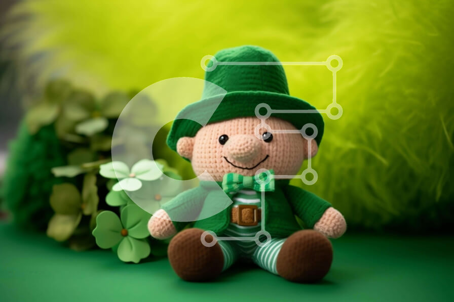 Intra Συλλεκτικό Ξύλινο Παζλ Plywood  4mm - Κούκλα με κροσέ καλλικάτζα με τριφύλλια του Αγίου Πατρικίου Σε Ξύλινο Κουτί - Διαστάσεις: 10x10 cm – 25 κομμάτια