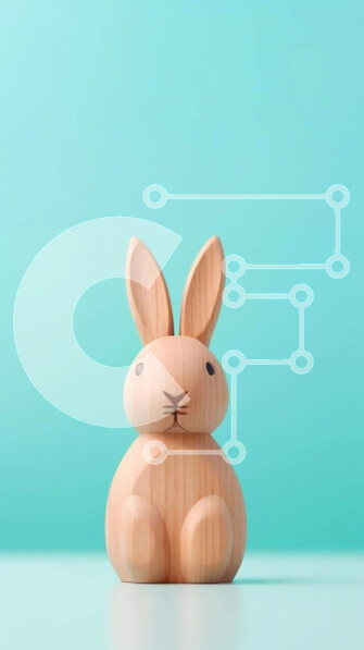 Intra Συλλεκτικό Ξύλινο Παζλ Plywood  4mm - Ξύλινο παιχνίδι λαγουδάκι σε μπλε φόντο Aqua Σε Ξύλινο Κουτί - Διαστάσεις: 10x10 cm – 25 κομμάτια