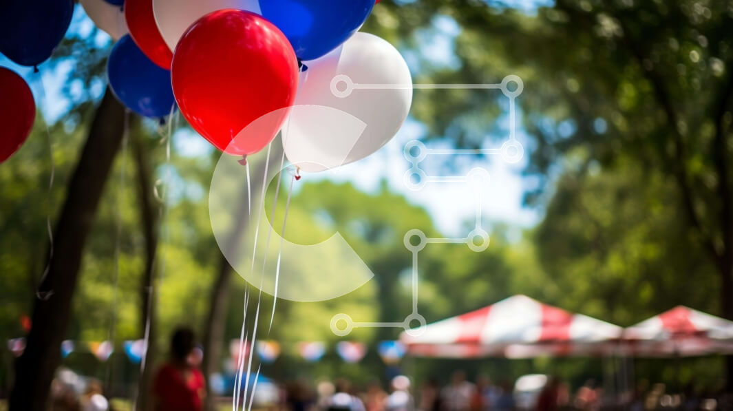 Intra Συλλεκτικό Ξύλινο Παζλ Plywood  4mm - Εορτασμός της Ημέρας της Ανεξαρτησίας με Κόκκινα, Λευκά και Μπλε μπαλόνια Σε Ξύλινο Κουτί - Διαστάσεις: 10x10 cm – 25 κομμάτια