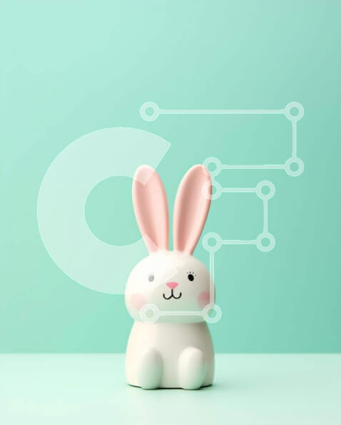 Intra Συλλεκτικό Ξύλινο Παζλ Plywood  4mm - Μικρό λευκό παιχνίδι λαγουδάκι σε φόντο Aqua Σε Ξύλινο Κουτί - Διαστάσεις Puzzle: 10x10 cm – 25 κομμάτια