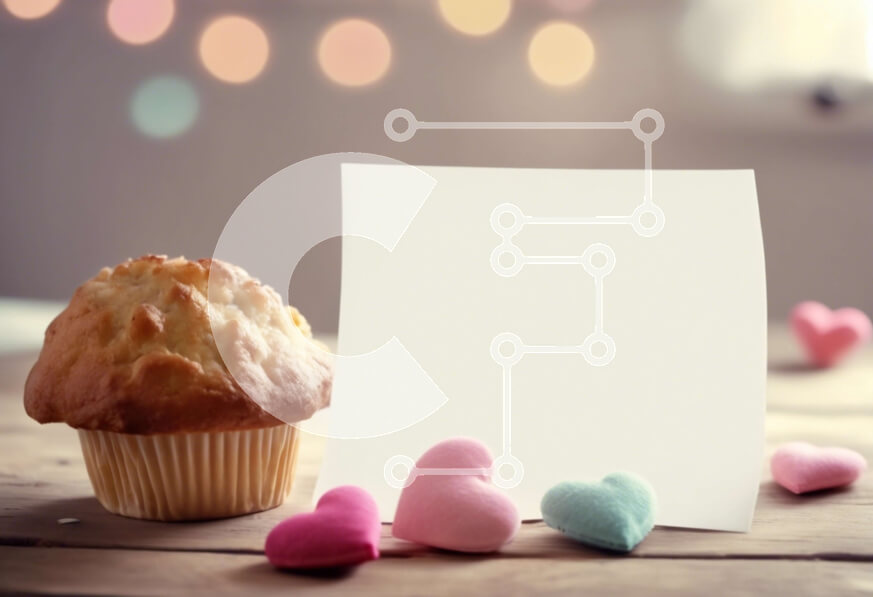 Σετ των 2 Intra Συλλεκτικό Ξύλινο Παζλ Plywood  4mm - Μάφιν με καραμέλες σε σχήμα καρδιάς και κάρτα σημειώσεων σε ξύλινο τραπέζι Σε Ξύλινο Κουτί - Διαστάσεις: 10x10 cm – 25 κομμάτια